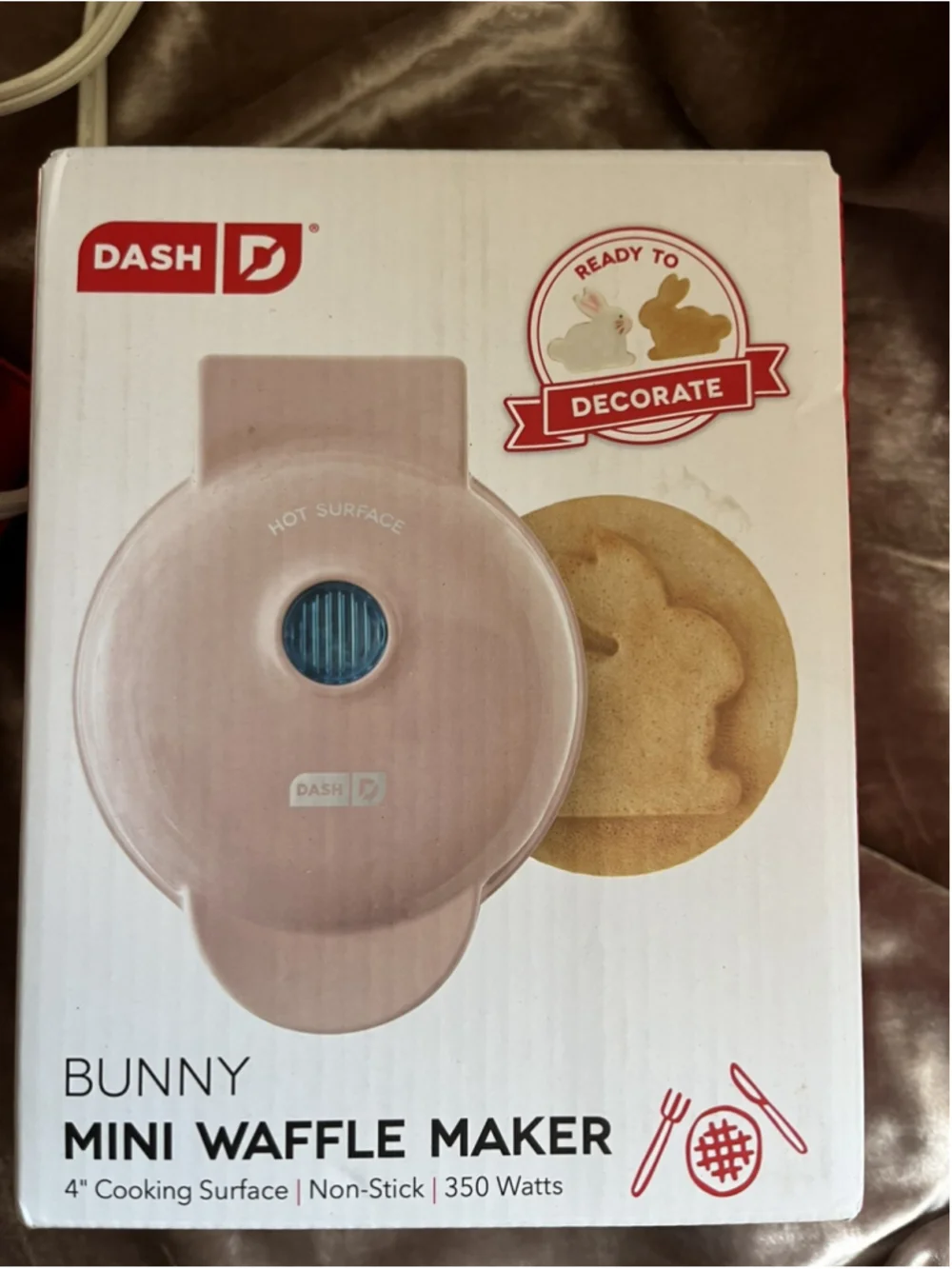 Mini Dash Pink BUNNY rabbit Shaped Waffle Maker 4inch New In Box Easter SpringW/
